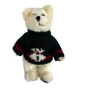 HUG FUN White Fully Jointed BEAR Christmas snowman Sweater 8” Plush